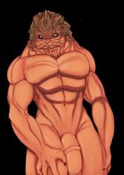 2014 4_fingers abs alien anthro biceps black_background blue_eyes claws crazedg hi_res high_resolution highres krogan looking_at_viewer male male_only manly mass_effect muscles navel no_nipples nude pecs penis plain_background shadow sharp_claws shiny solo standing urdnot_grunt video_games