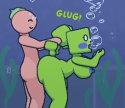 1boy 1boy1girl 1girl 1girls air_bubble air_bubbles asphyxiation big_breasts blue_blush blue_nipples blush boobs breasts bubble bubbles curvy drowning female green_body green_hair happy happy_sex holding_hair male mario_(series) mimi_(super_paper_mario) nintendo nipples nude nude_female nude_male oc onomatopoeia original original_character paper_mario plant plant_humanoid purple_blush purple_nipples red_body red_skin seaweed sex shocked shocked_expression shocked_eyes super_paper_mario surprised thick_thighs thighs tomato tomato_(okami_tomato) underwater underwater_sex water zxtomatofan