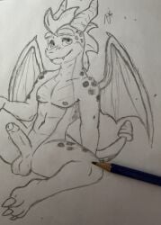 2026 gay male male_only monochrome scalie spyro spyro_the_dragon tagme tagme_(artist) traditional_media yaoi