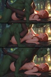 ai_generated anna_(frozen) disney disney_princess frozen_(film) frozen_2 legs_up missionary_position moaning orc orc_male orc_on_human vaginal_penetration