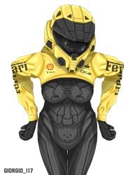 343_industries armored_female ass big_thighs bodysuit breasts fan_art female female_focus female_only ferrari giorgio_117 glowing_eyes halo_(game) halo_(series) halo_infinite hand helmet helmet_covering_face helmet_only helmet_with_visor human metallic_body metallic_clothing microsoft no_background no_face power_armor reflection spartan_(halo) suit_jacket suited tight_clothing tight_fit upper_body viewed_from_above visor visor_(armor) visor_helmet wide_hips