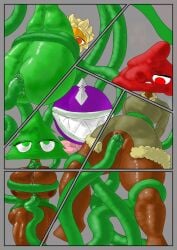 1boy 3girls chomper_(pvz) happy_sex pvz sex solar_flare_(pvz) tentacle tentacle_sex