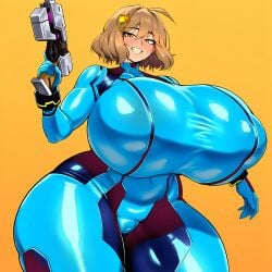 1girls 2d 2d_(artwork) 2d_artwork ai ai-created ai_art ai_assisted ai_generated alternate_breast_size alternate_breast_size_(larger) anis_(nikke) big_breasts clothed clothed_female female female_focus female_only goddess_of_victory:_nikke gun huge_breasts hyper_breasts large_breasts light-skinned_female light_skin massive_breasts short_hair short_hair_female solo solo_female solo_focus unrealistic_proportions warlockai zero_suit_samus_(cosplay)