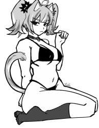 2026 annoyed_expression artist_upload ass big_ass big_breasts bigoldstinker bikini black_and_white black_eyes boobs cat_ears cat_girl cat_tail catgirl cleavage collar high_quality highres ibispaint_(artwork) ibispaintx long_hair looking_at_viewer neko nipple_outline nipples oc orange_hair original original_artwork original_character pussy_outline screentone self_upload sfw sideboob sketch stockings thick_thighs thighs twintails