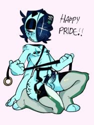 astro_(dandy's_world) belt black_hair black_stockings blue_body blue_eyes blue_skin cute_face cute_male cute_penis dandy's_world eyebrows eyelashes eyeshadow fat_ass feminine_male four_arms freckles gay green grey_stockings hair_ornament hair_pin harness leash pixie_cut pride_colors short_hair shoulder_freckles shoulder_length_hair small_penis solo solo_male star_nipples stockings thick_thighs thighs white_stockings