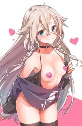 1girl 1girls background belly black_choker black_legwear black_stockings black_thigh_highs black_thighhighs blonde blonde-haired_female blonde_female blonde_hair blonde_hair_female blue-eyed_female blue_eyes blush_face blushing blushing_at_viewer blushing_female braid braided_hair braids breasts breasts_apart character_request choker closed_mouth_smile copyright_request exposed exposing exposing_breasts exposing_chest exposing_self fit_female flushed flushed_face half_naked half_nude heart_pasties inframammary_fold inguinal_crease inguinal_ligament konnyaku_(kk-monmon) legwear linea_alba multicolored_background naked naked_female naked_woman nervous nervous_expression nervous_face nervous_female nervous_smile nipple_bulge nipple_pasties nude nude_female nudity partially_undressed pasties petite petite_body petite_breasts petite_female petite_girl petite_tits pink_background pink_pasties plain_background presenting_breasts revealing_breasts semi_nude showing_breasts showing_chest shy shy_expression shy_female shy_girl shy_smile small_boobs small_breasts small_tits smile smiley_face smiling smiling_at_viewer stockings stomach thigh_gap thigh_highs thighhighs tied_hair tiny_breasts tiny_tits two-tone_background white_background