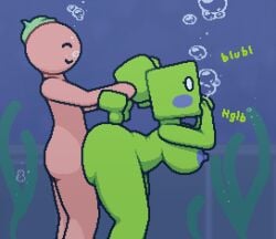 1boy 1boy1girl 1girl 1girls air_bubble air_bubbles asphyxiation big_breasts blush boobs breasts bubble bubbles curvy drowning female green_body green_hair hands_over_mouth happy happy_sex holding_hair holding_mouth male mario_(series) mimi_(super_paper_mario) nipples nude nude_female nude_male oc onomatopoeia original original_character plant plant_humanoid purple_blush purple_nipples red_body red_skin seaweed sex shocked shocked_expression shocked_eyes super_paper_mario surprised thick_thighs thighs tomato tomato_(okami_tomato) underwater underwater_sex water zxtomatofan