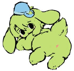 absurd_res alternate_species anus_only bucket_on_head butt female feral feralized furrification hi_res kanna_kizuchi lagomorph leporid mammal petday presenting presenting_hindquarters rabbit simple_background solo toony white_background your_turn_to_die