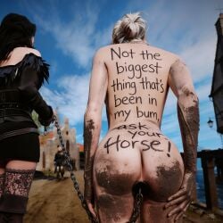 anal body_writing buttplug buttplug_leash casual_exposure casual_nudity chains ciri dominatrix equid equine implied_anal implied_bestiality implied_secret_relationship implied_sex leash_pull mud_on_body muddy naked naked_female nude nude_female public public_exposure public_humiliation public_indecency public_nudity public_punishment public_sex public_use secret secret_sex secretly_loves_it the_witcher_(series) the_witcher_3:_wild_hunt yennefer