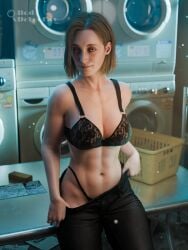 1girls 3d 3d_(artwork) 3d_render abs alyssa_ashcroft alyssa_ashcroft_(kate_delic) athletic athletic_female beddetective black_bra black_thong blonde_female bra female female_only hips lace lace-trimmed_bra lace_trim laundry lingerie looking_at_viewer pants pants_pull resident_evil resident_evil_9:_requiem smiling smiling_at_viewer solo solo_female teasing teasing_viewer thong toned toned_abs toned_arms toned_female toned_stomach waist wide_hips