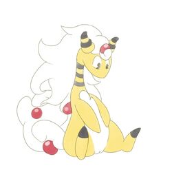 ampharos female furry kaykitten mega_ampharos mega_evolution nintendo no_humans open_eyes plain_background pokemon pokemon_(species) pussy sitting solo video_games white_background