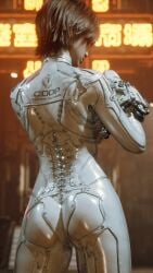 1girls 3d ass ass_focus back_view bodysuit breasts brown_hair cameltoe clothing evie_(stellar_blade) female freckles freckles_on_face fully_clothed hair_over_one_eye handwear human looking_at_viewer medium_breasts mole mole_on_cheek nonsexual official_art pale_skin plugsuit short_hair skin_tight skintight skintight_bodysuit skintight_clothing solo stellar_blade stellar_blade:_blood_rain tagme thigh_gap tomboy