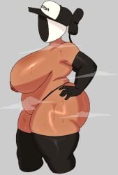 1girls abrahamslapper big_ass big_boobs big_breasts completely_nude female female_focus female_only grey_background helmet murder_drones solo solo_female solo_focus tessa_elliot