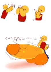 cock comic_page dick drinking hyper_balls hyper_penis kunislugs large_penis roblox robloxian yellow_skin