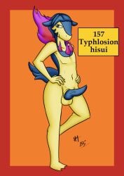 balls bernardol22 erect_penis furry furry_male furry_only hair hisuian_form hisuian_typhlosion male male_only nude penis pokemon pokemon_(species) solo