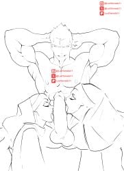 1boy 2girls devil_may_cry devil_may_cry_(series) muscles vergil_(devil_may_cry) vergil_(dmc:_devil_may_cry)