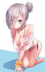 1girl 1girls arm_support background big_boobs big_breasts bikini bikini_bottom bikini_top blue-eyed_female blue_background blue_eyes busty busty_female busty_girl closed_mouth_smile dangling_breasts game_character hair_clip hairclip halterneck hamakaze_(kantai_collection) hanging-breasts kantai_collection konnyaku_(kk-monmon) large_boobs large_breasts lean_figure multicolored_background narrow_waist plain_background side-tie_bikini silver-haired_female silver_hair silver_hair_female slender_body slender_waist slim_female slim_waist smile smiley_face smiling smiling_at_viewer string_bikini swimsuit swimwear two-tone_background video_game video_game_character video_games white_background white_bikini white_bikini_bottom white_bikini_top white_swimsuit white_swimwear