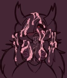 ahe_gao ahegao ahegao_face alternate_version_available anonymous_artist blush blushing cum cum_on_body cum_on_breasts cum_on_face double_v dress elf_ears hekapoo horns inverted_nipples saliva saliva_drip saliva_on_tongue salivating sharp_teeth star_vs_the_forces_of_evil tits_out v_sign