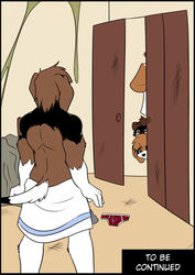 anthro anthro_only canine caught closet comic conner_(sydneysnake) english_text fur furry furry_only mammal no_humans raccoon sydneysnake text tj_(sydneysnake) tony_(sydneysnake) towel underwear