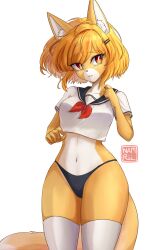 anthro bright_(namrii_) embarrassed fox fox_ears fox_girl fox_tail furry hi_res japanese_school_uniform namrii_ orange_fur original_character panties school_uniform schoolgirl tagme