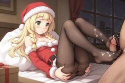 1girls ai_generated black_pantyhose blonde_hair breasts civitai civitai_lora exposed exposed_breasts exposed_pussy female footjob green_eyes human_female illustrious_(stable_diffusion) illustrious_xl lillie_(pokemon) long_hair medium_breasts nintendo nipples nova_anime_xl nude pantyhose penis pokegirl pokemon pokemon_(anime) pokemon_character pokemon_protagonist pokemon_trainer pussy santa_dress santa_hat sdxl skinny solo stable_diffusion tagme vgt13