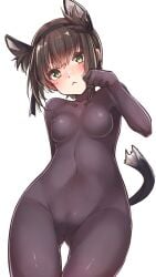 1girls 2d 2d_(artwork) 2d_artwork animal_ear_fluff animal_ears animal_tail arm_behind_back ass_visible_from_the_front ass_visible_through_thighs average_breasts background belly belly_button black_bodystocking black_bodysuit blank_background blush_face blush_lines blushing blushing_at_viewer blushing_female blushing_lines bodystocking bodysuit breasts breasts_apart brown-haired_female brown_hair camel_toe cameltoe cat_ears cat_tail cleft_of_venus collarbone curvaceous curvaceous_body curvaceous_female curvaceous_figure curvaceous_hips curvy curvy_body curvy_female curvy_figure curvy_hips digital digital_art digital_drawing digital_drawing_(artwork) digital_media digital_media_(artwork) drawing elbows eyebrows_visible_through_hair female female_focus female_only fingers fit_female flushed flushed_face game_character green-eyed_female green_eyes groin hand_behind_back hatsuzuki_(kantai_collection) head_tilt inframammary_fold kantai_collection konnyaku_(kk-monmon) lean_figure linea_alba looking_at_viewer looking_down looking_down_at_viewer medium_breasts midriff monotone_background narrow_waist navel nipple_bulge one_color_background partially_exposed_vulva partially_visible_vulva pear-shaped_figure plain_background portrait posing posing_for_the_viewer pussy pussy_lips short_hair shoulders slender_body slender_waist slim_female slim_waist solid_color_background solo standing stomach thigh_gap thighs tilted_head underboob upper_body video_game video_game_character video_games vulva vulva_line white_background wide_hips