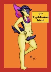 balls bernardol22 erect_penis furry furry_male furry_only hair hisuian_form hisuian_typhlosion male male_only nude penis pokemon pokemon_(species) solo
