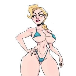 atlantis:_the_lost_empire beauty_mark blonde_hair braided_hair breasts fit fit_female hand_on_hip helga_sinclair large_breasts long_hair looking_away navel posing slim_waist smile tagme thick_thighs vanillasketchy voluptuous wide_hips