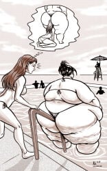 2girls ass big_ass face_in_ass female female_only overweight ray_norr tagme thought_bubble