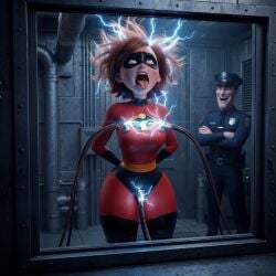 ahe_gao ahegao ahegao_face ai_generated arms_behind_back arms_tied arms_tied_behind_back ass behind_window bodysuit bondage broken brown_eyes brown_hair brunette bunker camera challenge challenge_accepted chamber confident curves curvy_female curvy_figure curvy_hips damsel_in_distress disney elastigirl electric electric_shock electricity electricity_play electro electro_torture electronics electrostimulation eye_contact facility forced_orgasm guard helen_parr highheels huge_ass in_trouble interrogation large_ass latex laughing looking_up losing_bet losing_control losing_mind medium_breasts messy_hair mind_break mind_break_female mind_breaking orgasm_face orgasm_from_pain pixar punishment pussy_torture red_clothing round_ass round_butt science science_experiment sexy sexy_body shock shocked shocked_expression shocked_eyes shocked_face shocked_female shocked_look shocking silly silly_face sparks spectating spectators superhero_costume superheroine superheroine_in_trouble test_subject the_incredibles tied_up tight_clothes tight_clothing tight_fit tongue tongue_out underground wide_hips wide_thighs wires