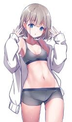 1girls 2d 2d_(artwork) 2d_artwork background bare_belly bare_legs bare_midriff bare_navel bare_shoulders bare_skin bare_thighs belly belly_button blank_background blue-eyed_female blue_eyes bra breasts breasts_apart buruma character_request cleavage coat collarbone copyright_request curvaceous curvaceous_body curvaceous_female curvaceous_figure curvaceous_hips curvy curvy_body curvy_female curvy_figure curvy_hips digital digital_art digital_drawing digital_drawing_(artwork) digital_media digital_media_(artwork) drawing ear_piercing ear_piercings exposed_belly exposed_legs exposed_midriff exposed_navel exposed_shoulders exposed_skin exposed_thighs eyebrows_visible_through_hair female female_focus female_only fingers fit_female grey-haired_female grey_bra grey_buruma grey_hair grey_panties grey_underwear groin head_tilt inframammary_fold inguinal_crease inguinal_ligament jacket konnyaku_(kk-monmon) lean_figure linea_alba looking_at_viewer midriff monotone_background mons_pubis narrow_waist navel nipple_bulge one_color_background open_coat open_jacket open_mouth panties parted_lips petite petite_body petite_breasts petite_female petite_girl petite_tits pierced_ear pierced_ears plain_background portrait short_hair shoulders slender_body slender_waist slim_female slim_waist small_boobs small_breasts small_tits solid_color_background solo sports_bikini standing stomach thigh_gap thighs tilted_head tiny_breasts tiny_tits tongue underwear upper_body voluptuous voluptuous_body voluptuous_female voluptuous_figure voluptuous_woman white_background white_coat white_jacket wide_hips