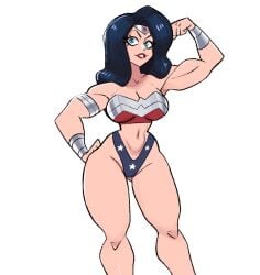 black_hair blue_eyes breasts dc_comics flexing flexing_bicep hand_on_hip large_breasts long_hair muscular muscular_female navel panties slim_waist smile tagme thick_thighs topwear underwear vanillasketchy voluptuous wide_hips wonder_woman wonder_woman_(series)