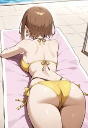 ai_generated ass booty curvy_figure layered_bikini pool reisalin_stout yellow_bikini