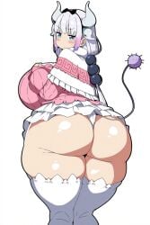 1girls aged_up ass ass_focus big_ass big_breasts big_butt huge_ass kanna_kamui looking_back miss_kobayashi's_dragon_maid solo solo_female tagme unknown_artist