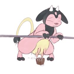 bovine breasts cattle closed_eyes cute drawn female kaykitten mammal milk miltank nintendo penetration plain_background pokemon tail_sex video_games white_background