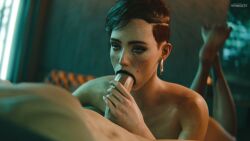1boy 1girls 3d 3d_(artwork) 3d_model aurore_cassel big_penis black_lipstick blowjob cyberpunk_2077 earrings facial fellatio female fully_naked fully_nude hymcake jackmancactus large_penis lipstick lynya male mole muscular_male oral oral_sex penis red_hair sex short_hair straight_sex tagme