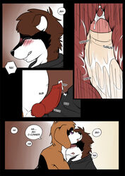 anal animal_genitalia anthro canine canine_penis comic conner_(sydneysnake) cum english_text fur furry furry_only gay male male_only mammal no_humans penis raccoon sydneysnake text tj_(sydneysnake) tony_(sydneysnake)