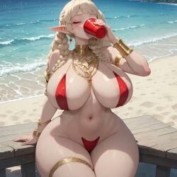 ai_generated animated big_ass big_breasts bikini blonde_hair long_hair revealing_clothes tagme video