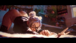 1girls 3d ass ass_up big_ass black_cat_(marvel) felicia_hardy female female_only im_dafox letterbox marvel solo spider-man_(series) white_hair