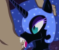 black_fur blue_hair cum cum_in_mouth cum_inside dark_skin equine fellatio fellatio_from_feral feral friendship_is_magic green_eyes human human_on_feral male_human/female_feral male_on_feral my_little_pony nightmare_moon oral princess_luna_(mlp) tongue tongue_out zoophilia