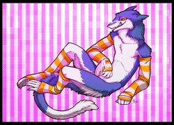 cum cum_on_face cum_on_stomach gloves grostenmeiers male male_only messy murrkus paws penis sergal stockings warmers