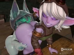 2girls 3d anilingus animated ass big_ass big_breasts blue_hair breasts brown_eyes facesitting female hood humanoid league_of_legends multiple_girls no_sound operculum oral partially_clothed rimming riot_games shortstack smile tagme tristana vex_(league_of_legends) video white_hair yordle yuri