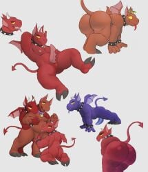 2026 all_fours animal_genitalia anthro big_butt biped bite blep bracelet butt collar collar_tag digital_media_(artwork) fingering fire_imp_(terraria) genital_slit genitals group hi_res hooves imp jewelry male male/male membrane_(anatomy) membranous_wings nude_anthro nude_male oekanuki orange_body orange_eyes penis purple_body red_body shoulder_bite slit_fingering spade_tail spiked_bracelet spiked_collar spikes tail tapering_penis terraria tongue tongue_out trio wings yellow_sclera