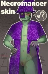 artful_(die_of_death) bite_mark_on_thigh cloak_only die_of_death_(roblox) green_skin h4llx necromancer_(die_of_death) no_text requested roblox roblox_game robloxian self_upload tagme vampire_teeth wizard_hat zombie