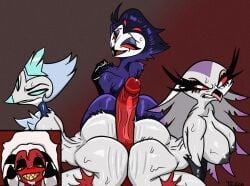 helluva_boss helluva_boss_oc oc original original_character 2d 2d_(artwork) 2d_artwork goetia tezcaart stella stella_(helluva_boss) stolas stolas_(helluva_boss) andrealphus_(helluva_boss) ass ass_focus ass_bigger_than_head assjob butt butt_focus butt_crack buttjob buttocks butt_jiggle incest incest_(lore) big_dick big_penis big_cock 3guys 3boys 3boys1girl cock dick penis penis_out sweat sweatdrop sweaty sweaty_body sweating sweating_female sweating_male sweaty_ass sweaty_butt sweaty_thighs crown foursome alternate_version_available alternate_version_at_source