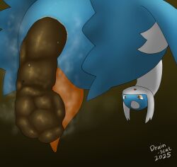 2025 animal_genitalia animal_penis anus bent_over black_background blue_body brown_eyes cetacean_genitalia cetacean_penis drain_scat feces feces_in_ass feral generation_3_pokemon genitals hard_feces hi_res latios legendary_pokemon looking_back male midair multicolored_body nintendo penis pokemon pokemon_(species) pooping rear_view scat simple_background solo tapering_penis two_tone_body white_body