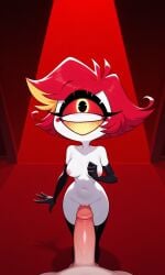 hazbin_hotel niffty_(hazbin_hotel) niffty ai_generated naked_female male pov gigantic_penis looking_at_viewer hotel