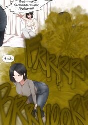 1girl 1girls asleep ass ass_focus bathroom bed bedroom big_ass big_butt black_hair blonde_female boy boys brap butt comic comic_page constipated_girl constipation conversation deadly_fart dialogue fart fart_attack fart_cloud fart_everywhere fart_fetish fart_torture farting farting_on_another farting_on_face farts female femdom gas gas_cloud gasbox gassy girl green_fart hair hands_on_face hoodie huge_ass huge_butt jean_shorts jeans kemonomimi light-skinned_female light-skinned_male light_skin male mouth mouth_on_ass mouth_open poison_gas pool restroom_stall sadism sadistic sadistic_female shiny shiny_clothes short_hair sleeping smelly smelly_ass stink_fumes stink_lines stinky stinky_ass suffering sweat sweatdrop sweating sweaty sweaty_body toxic_gas white_streak yakbang