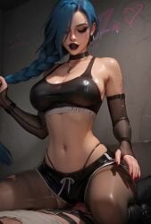 2026 ai_generated animated arcane big_breasts blue_hair breasts_out cowgirl_position dominant_female enjoying_sex female femdom goth goth_girl jinx_(league_of_legends) league_of_legends leshay7 makeup_running riding riding_penis shorter_than_10_seconds sound tagme tank_top thong vaginal_sex video video_games