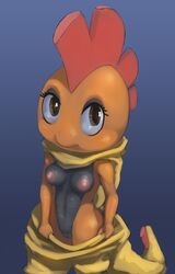 2014 anthro breasts drxsmokey eyelashes female looking_at_viewer nintendo nipples plain_background pokemon pokemorph pussy scrafty solo